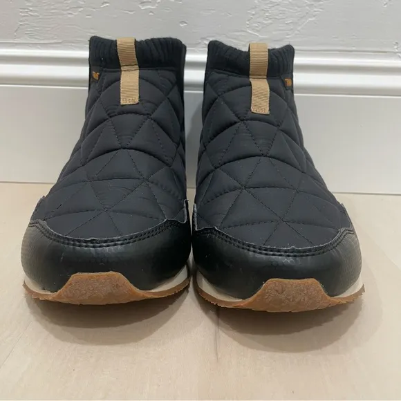 Teva ReEmber Mid Bootie Black Tan Quilted Women's 8 Slip-On Warm Water Repellent