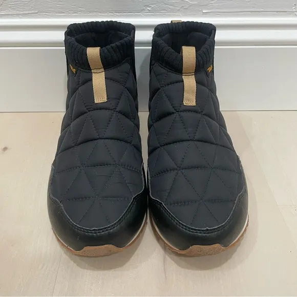 Teva ReEmber Mid Bootie Black Tan Quilted Women's 8 Slip-On Warm Water Repellent