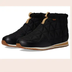 Teva ReEmber Mid Bootie Black Tan Quilted Women's 8 Slip-On Warm Water Repellent