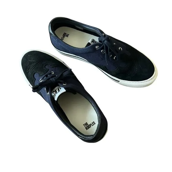 The Kooples Baskets Basses Canvas Leather Oxford Sneakers Shoes Size 41 EU