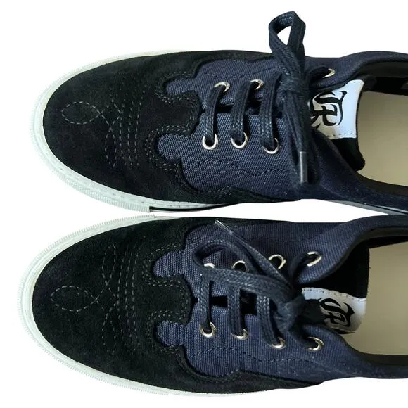 The Kooples Baskets Basses Canvas Leather Oxford Sneakers Shoes Size 41 EU