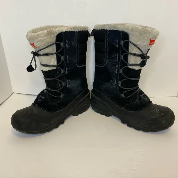 The North Face Boots Heat Seeker Waterproof Lined Black &amp; White Youth Size 5