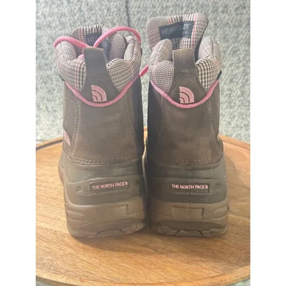 The North Face Girls Heatseeker Insulated Waterproof Boots Brown/Pink Size 6