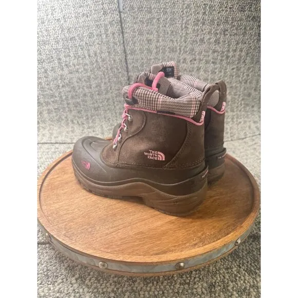 The North Face Girls Heatseeker Insulated Waterproof Boots Brown/Pink Size 6