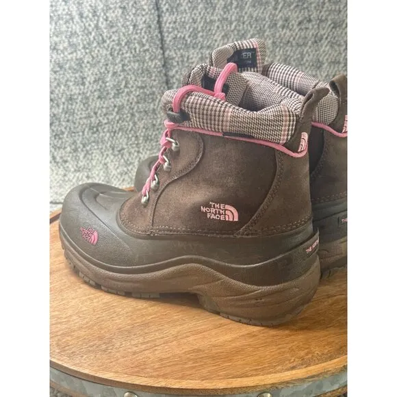 The North Face Girls Heatseeker Insulated Waterproof Boots Brown/Pink Size 6