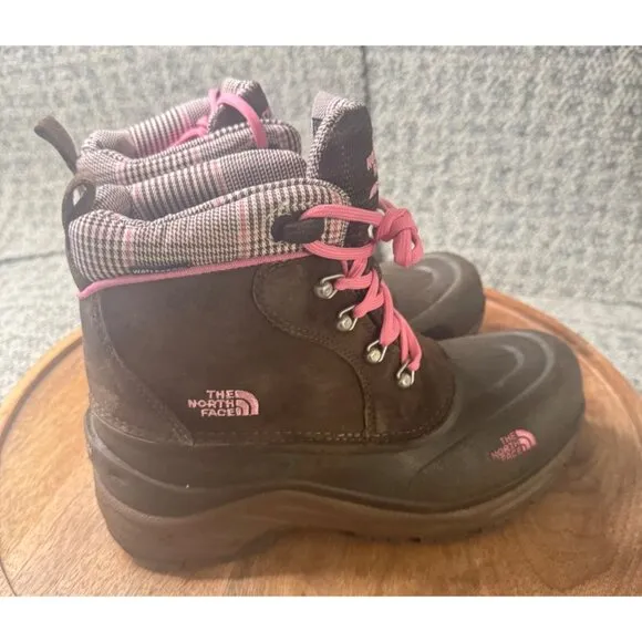 The North Face Girls Heatseeker Insulated Waterproof Boots Brown/Pink Size 6