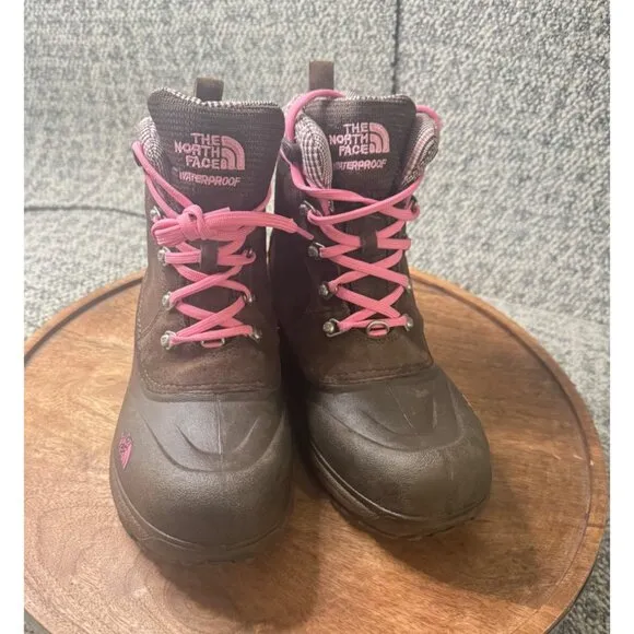 The North Face Girls Heatseeker Insulated Waterproof Boots Brown/Pink Size 6