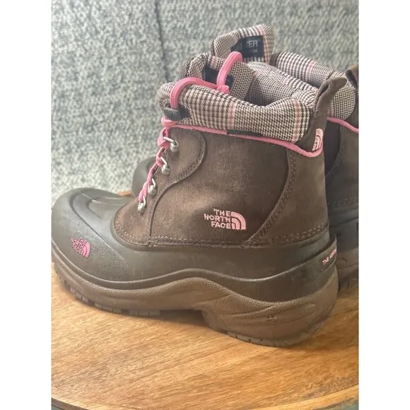 The North Face Girls Heatseeker Insulated Waterproof Boots Brown/Pink Size 6