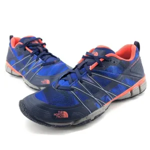 The North Face Womens Litewave Ampere Shoes, Patriot Blue Print/Tropical Coral 9