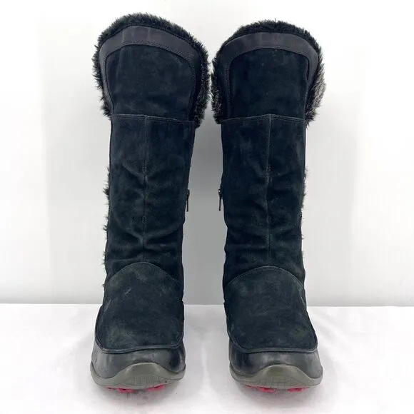 The North Face Josie II Waterproof Black Suede Fur Trim Insulated Tall Boots 9.5