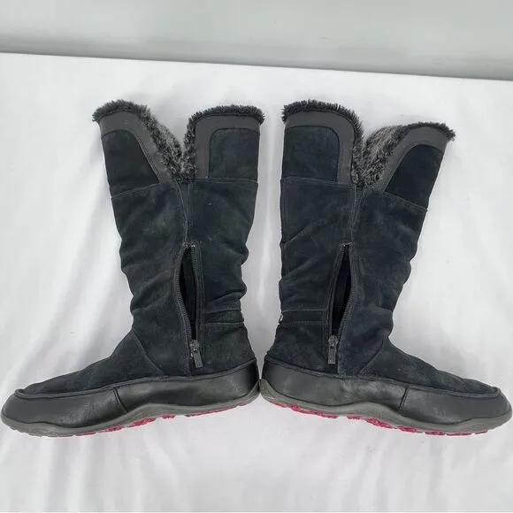 The North Face Josie II Waterproof Black Suede Fur Trim Insulated Tall Boots 9.5