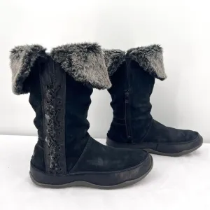 The North Face Josie II Waterproof Black Suede Fur Trim Insulated Tall Boots 9.5