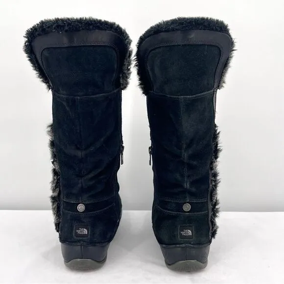 The North Face Josie II Waterproof Black Suede Fur Trim Insulated Tall Boots 9.5
