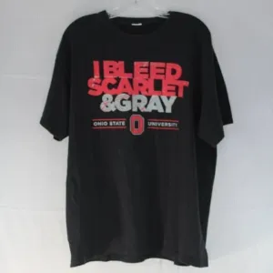 The Ohio State I Bleed Scarlet &amp; Gray T Shirt Men's Medium Black