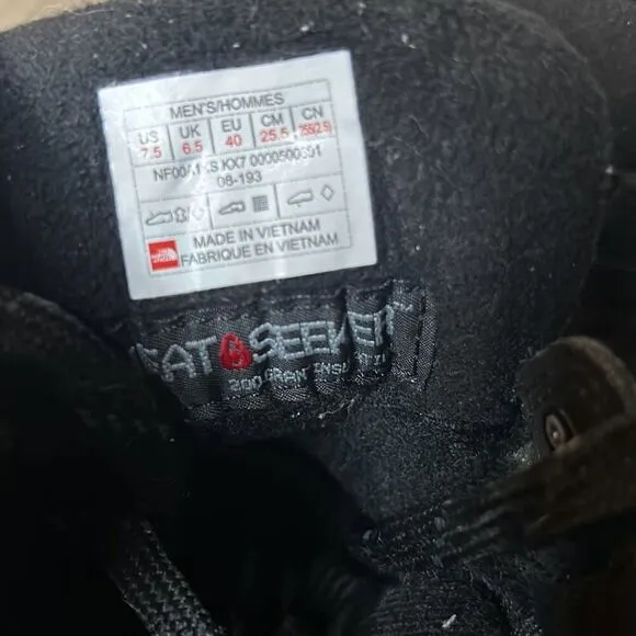 The North Face Men's Size 7.5 Snowfuse Insulated Snow Boots Black Lightweight