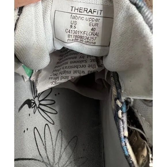Therafit Shoes 9.5 Sienna Floral Comfort Lace-Up Zip  Sneakers 9 1/2