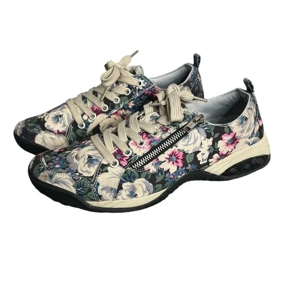 Therafit Shoes 9.5 Sienna Floral Comfort Lace-Up Zip  Sneakers 9 1/2