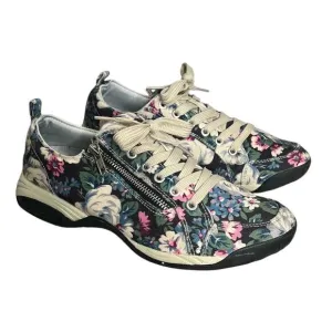 Therafit Shoes 9.5 Sienna Floral Comfort Lace-Up Zip  Sneakers 9 1/2