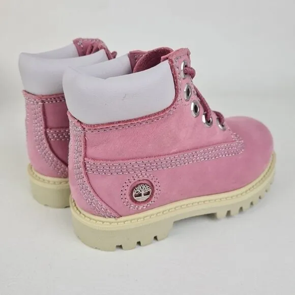 Timberland 6 In P&amp;G Leather TODDLER Premium Boot Pink Waterproof Size 7