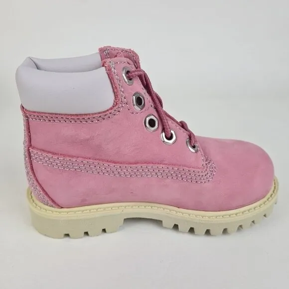 Timberland 6 In P&amp;G Leather TODDLER Premium Boot Pink Waterproof Size 7