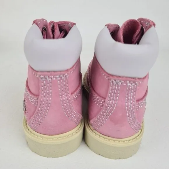 Timberland 6 In P&amp;G Leather TODDLER Premium Boot Pink Waterproof Size 7
