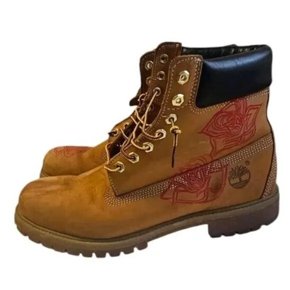 Timberland 6 Inch Premium Boots Waterproof 10061 Mens 11.5 M RED Laser Engraved