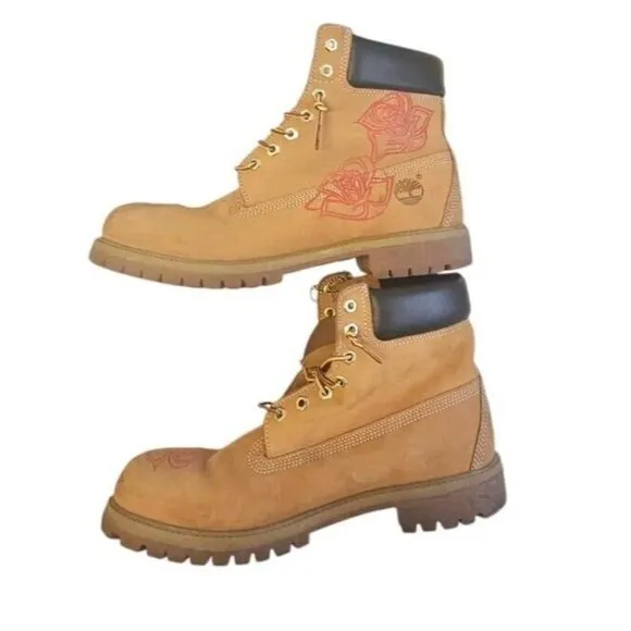 Timberland 6 Inch Premium Boots Waterproof 10061 Mens 11.5 M RED Laser Engraved