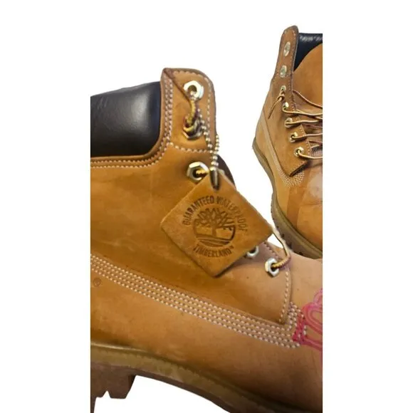 Timberland 6 Inch Premium Boots Waterproof 10061 Mens 11.5 M RED Laser Engraved