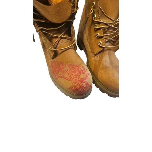Timberland 6 Inch Premium Boots Waterproof 10061 Mens 11.5 M RED Laser Engraved