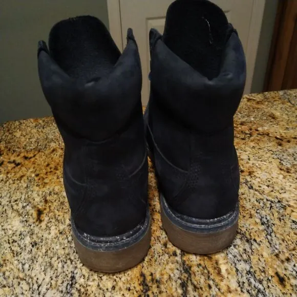 Timberland 6 Inch Premium Waterproof Boots 6718B Men's Sz 7M Navy Nubuck Suede