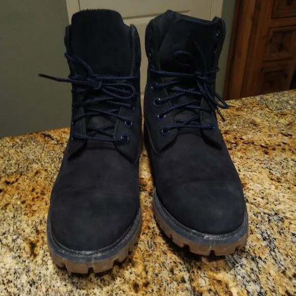 Timberland 6 Inch Premium Waterproof Boots 6718B Men's Sz 7M Navy Nubuck Suede