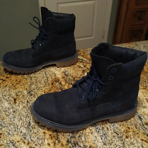 Timberland 6 Inch Premium Waterproof Boots 6718B Men's Sz 7M Navy Nubuck Suede