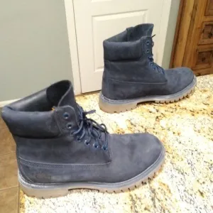 Timberland 6 Inch Premium Waterproof Boots 6718B Men's Sz 7M Navy Nubuck Suede