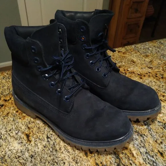 Timberland 6 Inch Premium Waterproof Boots 6718B Men's Sz 7M Navy Nubuck Suede