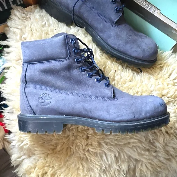 Timberland  6&quot; Premium Waterproof Blue Nubuck Leather Work Boots Sz 9 •EU 43