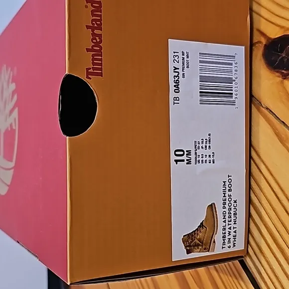 Timberland 6in Waterproof Boot, Kids Size 10, Wheat/Tan &amp; Red