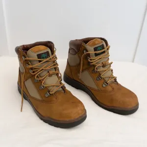 Timberland Boys Waterproof Hiking Boots Size 6.5 Brown Nubuck Trail Shoes**
