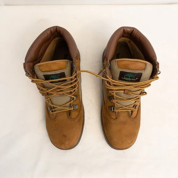 Timberland Boys Waterproof Hiking Boots Size 6.5 Brown Nubuck Trail Shoes**