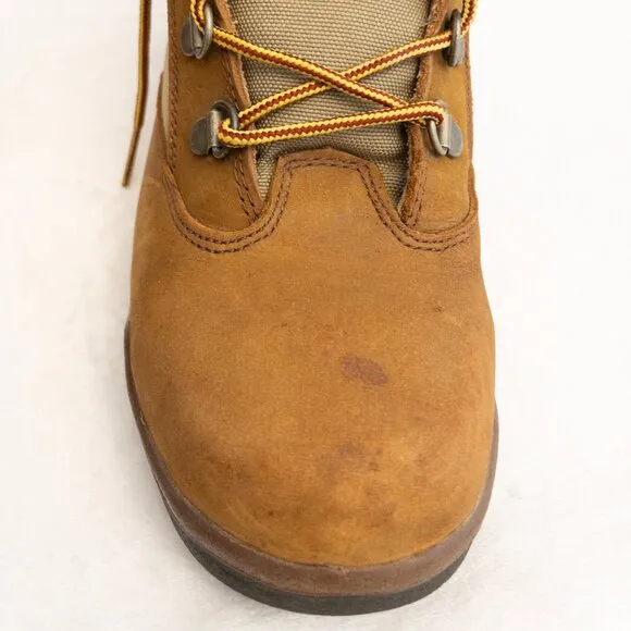 Timberland Boys Waterproof Hiking Boots Size 6.5 Brown Nubuck Trail Shoes**