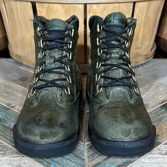 Timberland Crocodylian 6” Green Croc Leather Limited Release Field Boots Youth 2