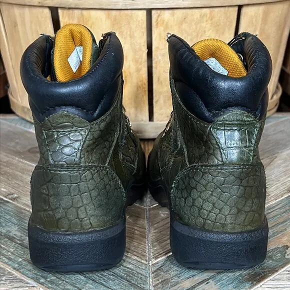 Timberland Crocodylian 6” Green Croc Leather Limited Release Field Boots Youth 2