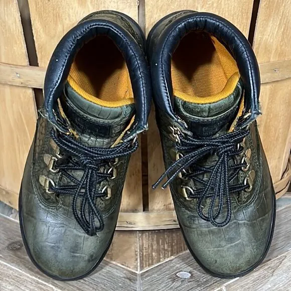 Timberland Crocodylian 6” Green Croc Leather Limited Release Field Boots Youth 2