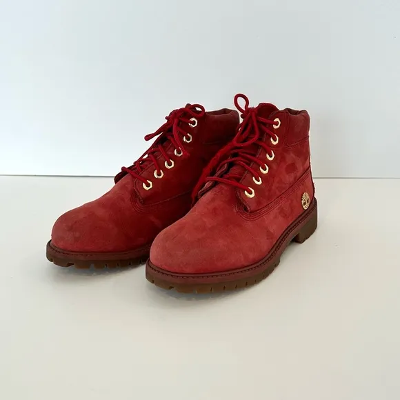 TIMBERLAND ~  Fire Red Waterproof Leather Boots