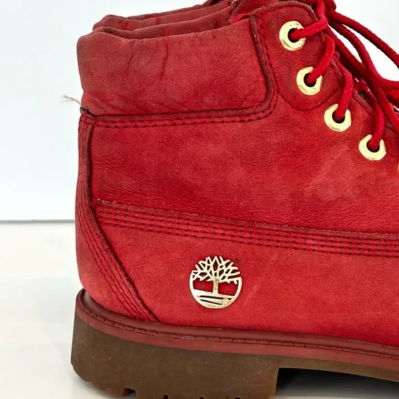 TIMBERLAND ~  Fire Red Waterproof Leather Boots