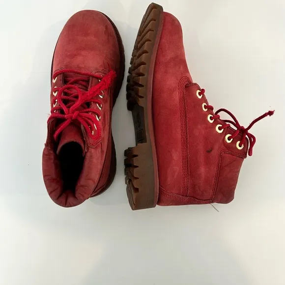 TIMBERLAND ~  Fire Red Waterproof Leather Boots