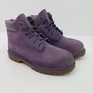 Timberland Girls Size 12 Purple Leather Primaloft Insulated Waterproof Boots
