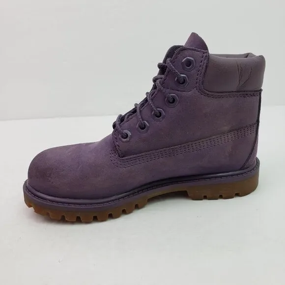 Timberland Girls Size 12 Purple Leather Primaloft Insulated Waterproof Boots