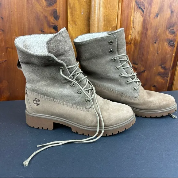 Timberland Jayne Waterproof Teddy Fleece Fold Down Nubuck Boots Country