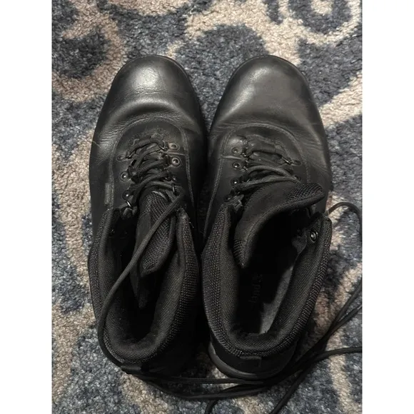 Timberland Leather Work Boots Waterproof Ankle Black Lace Up Men's