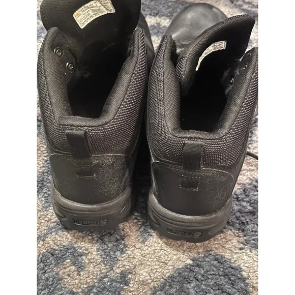 Timberland Leather Work Boots Waterproof Ankle Black Lace Up Men's